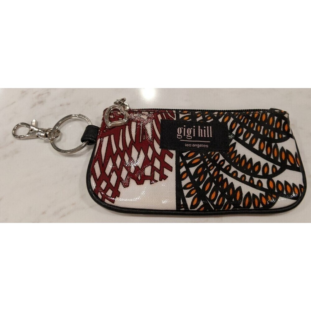 GIGI HILL Coated Canvas Mini Colorful Wristlet Bag Coin Purse 3" X 6" - Picture 3 of 8